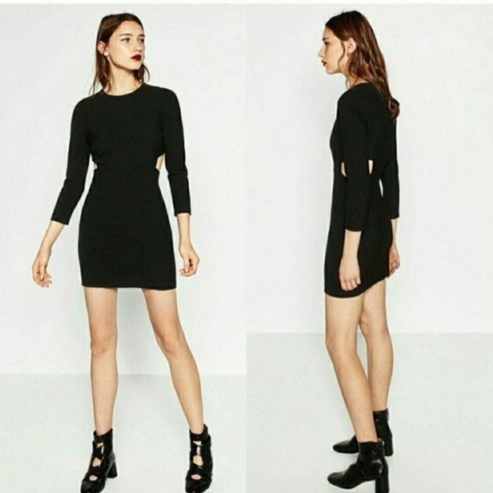 Zara Long Sleeve Cutout Mini Dress Sz M